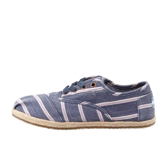 Toms Navy Pink Washed Stripe Rope Canvas Shoes 7 - Picture 2 of 7
